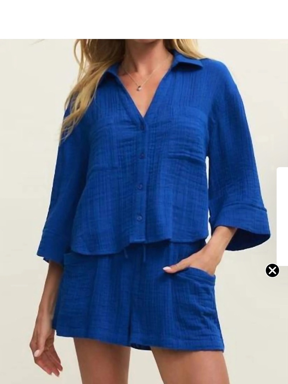 Women's Z supply Blue Top and Shorts Matching set - SOLD TOGETHER